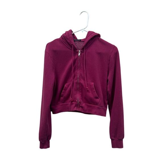 Brandy Melville Cropped Zip Up Hoodie one size - Picture 1 of 8